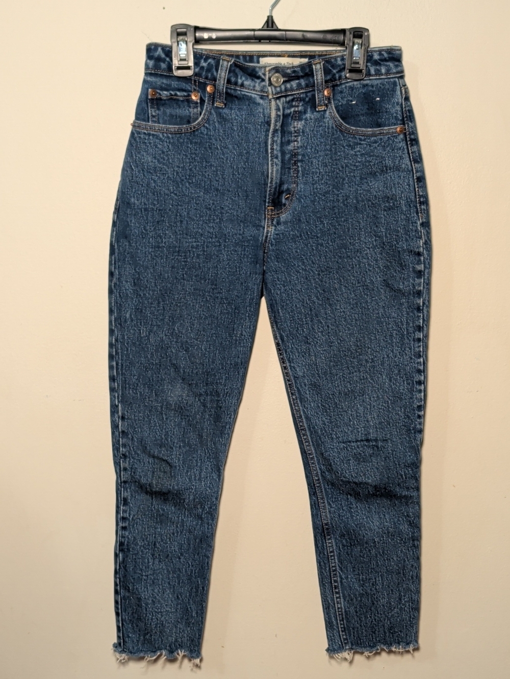 Abercrombie & Fitch The Skinny High Rise Jeans Curve Love Raw Hem Size 25 SHORT